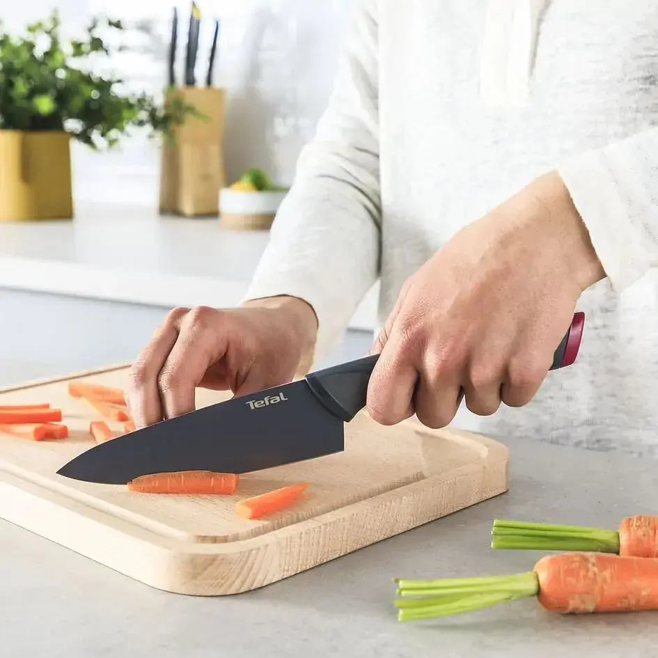 Набор ножей Fresh Kitchen, деревянная колода, 5шт, нержавеющая сталь, пластик, дерево, черный Tefal kuh0014602 - фото 8