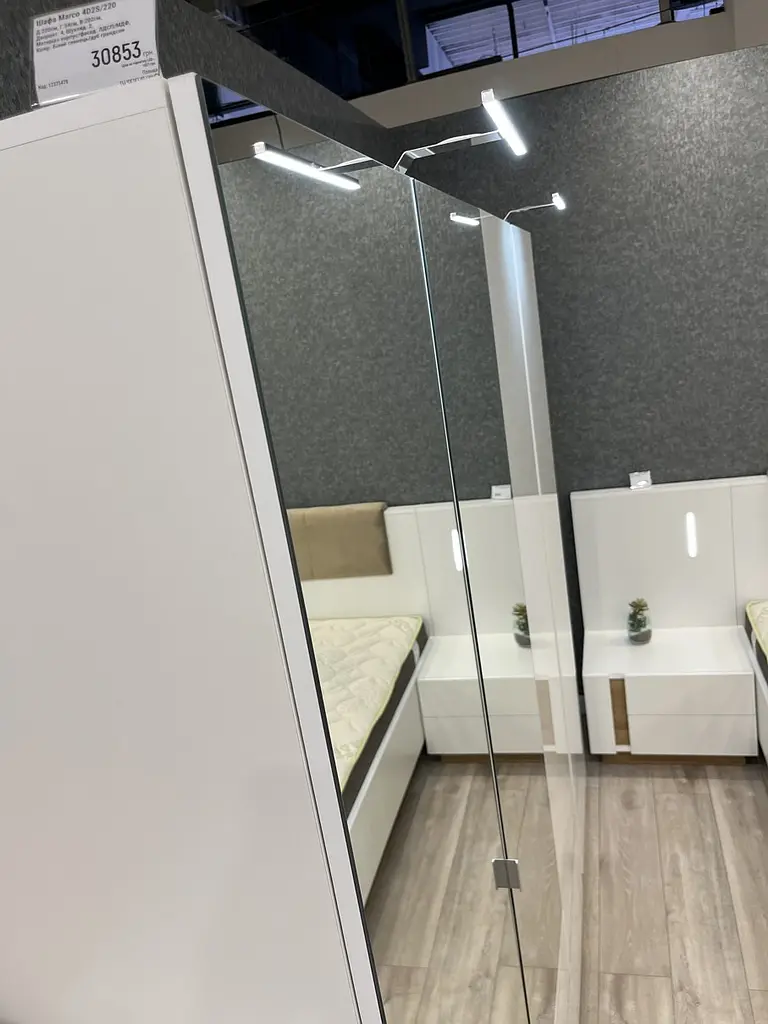 Шкаф для одежды Perfect Home Арко / Arco 4-дверный с зеркалом 4D2S/220 Белый глянец/дуб грандсон (PFH-091041) - фото 10
