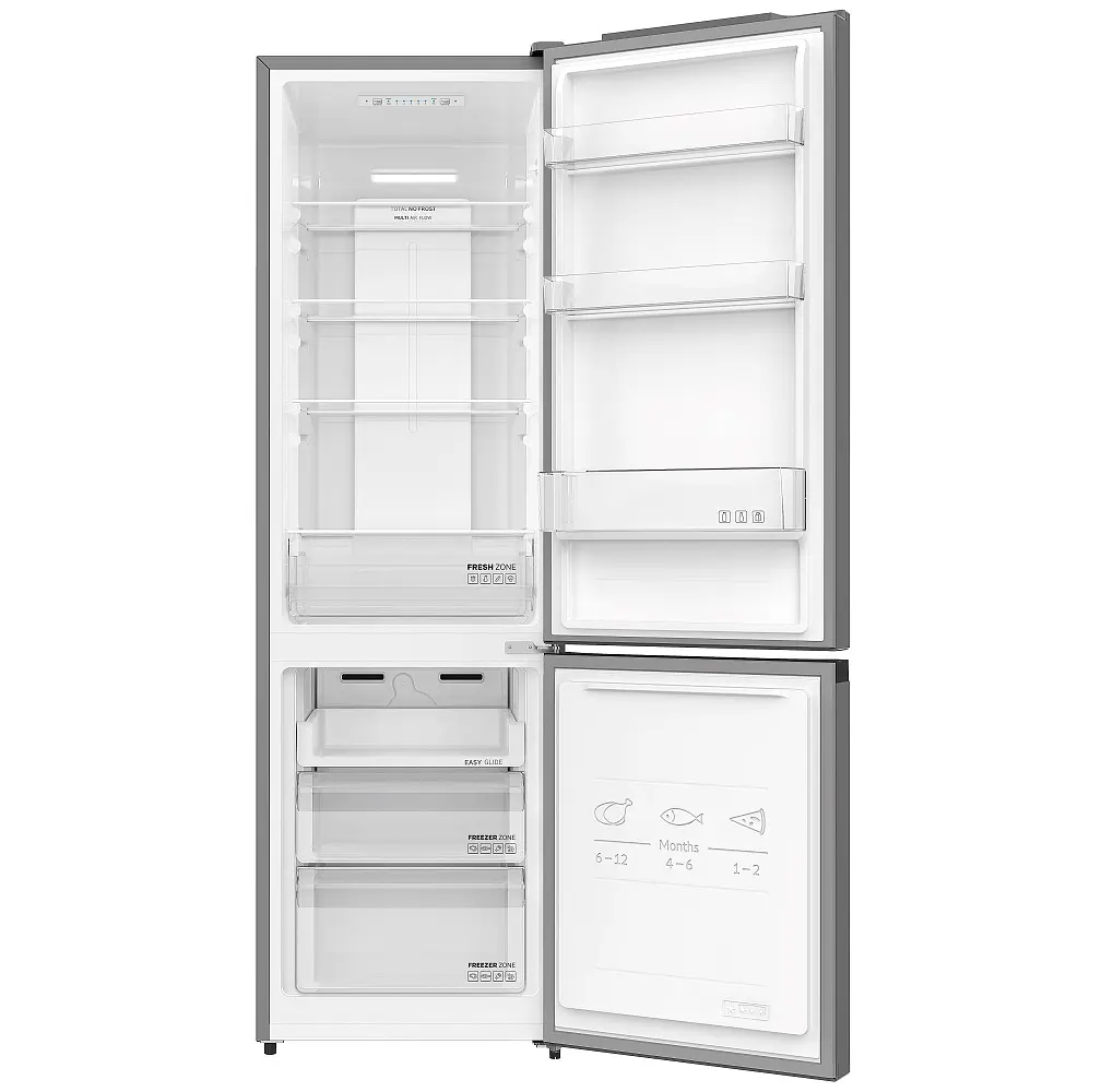 Холодильник Edler ED-328NS, Inox, двокамерний, з нижньою мор. камерою, No Frost, загальний об'єм 250L, корисний об'єм 189L/61L, електронне керування, суперзаморожування, режим `відпустка`, A+, 178x55x60см - фото 2