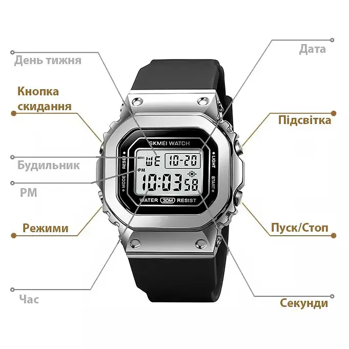 Чоловічий наручний годинник Skmei 1796 (Чорно-сірі) - фото 4