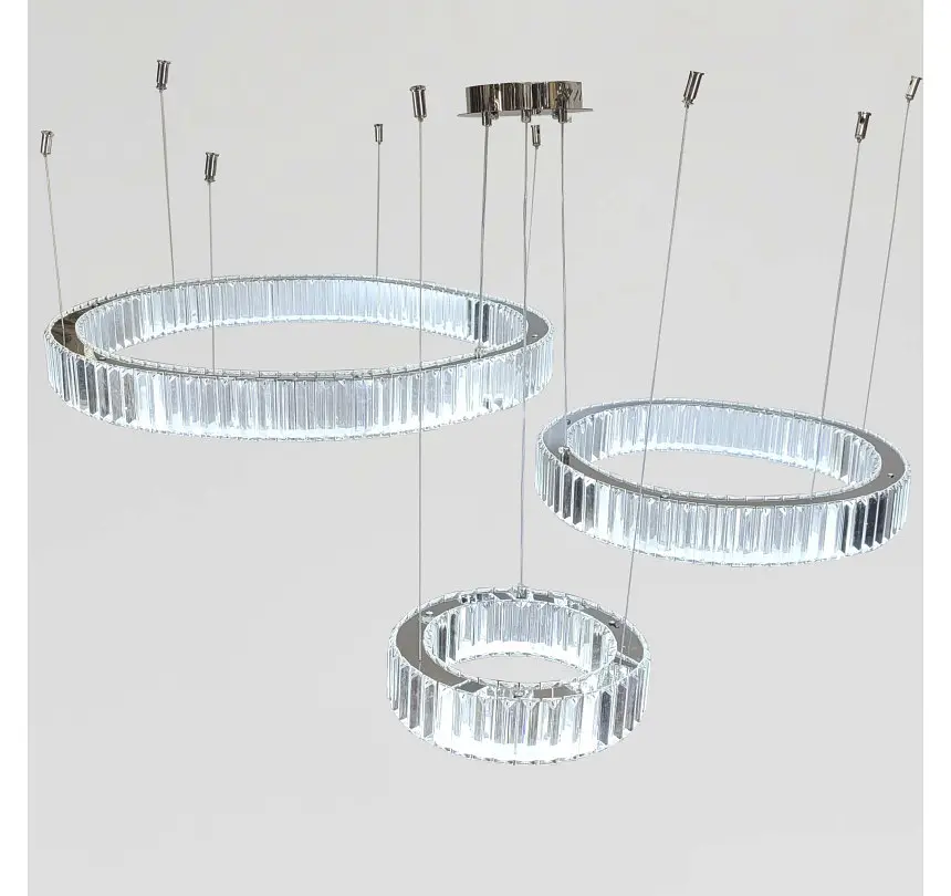 Світлодіодна підвісна люстра Artlight 510578/30+50+70CH з трьома кільцями, 103 Вт, хром - фото 3