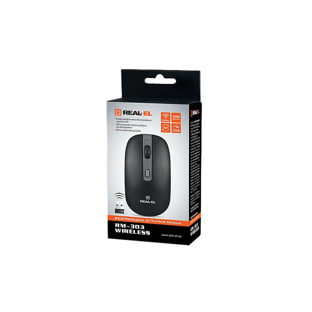Мишка REAL-EL RM-303 Wireless Black/Grey (EL123200021) - фото 5