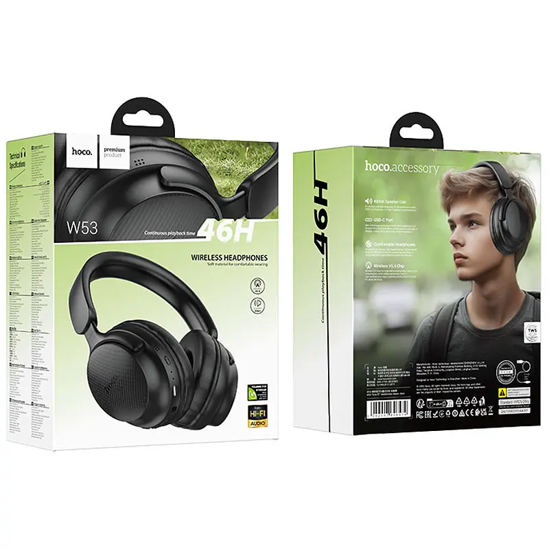 Накладні бездротові навушники Hoco W53 Tone Classic Black - фото 4