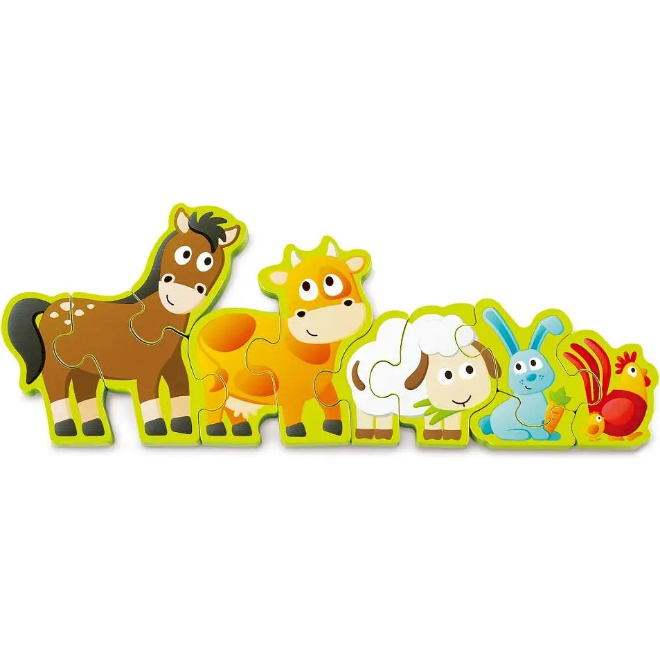 Деревянный пазл с цифрами Hape Зверята на ферме 10 элементов (E1628) - фото 2