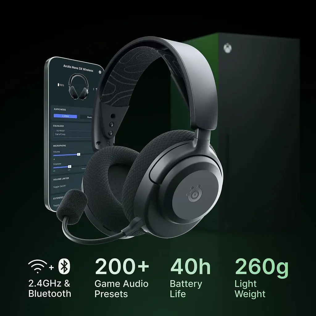 Ігрова гарнітура SteelSeries Arctis Nova 3X Wireless MultiPlatform/Xbox Black (61689) - фото 5