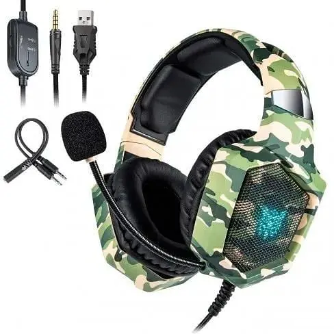 Навушники з підсвічуванням Onikuma Gaming with LED K8 Camouflage-White - фото 9