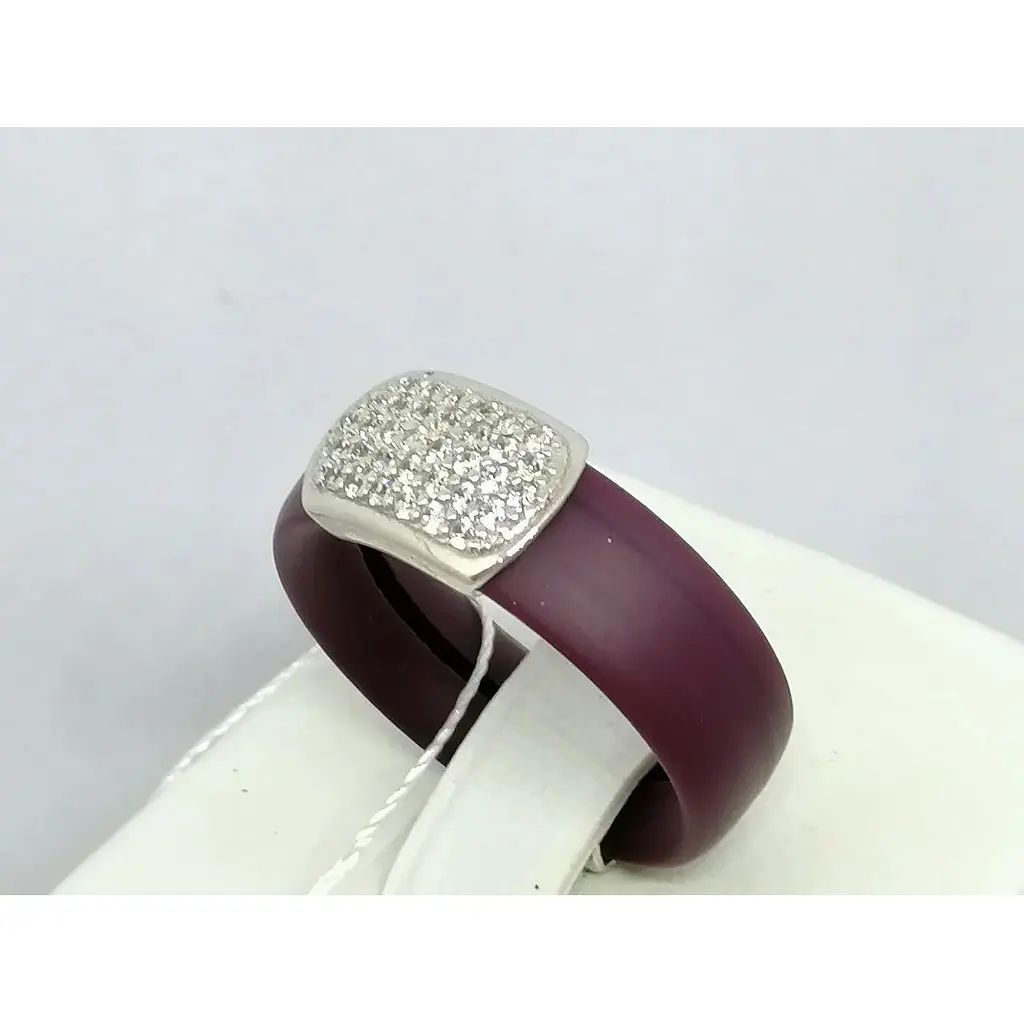 Срібне кільце Імперія золота з фіанітами і каучуком. Артикул КВ1047С 17 - фото 3