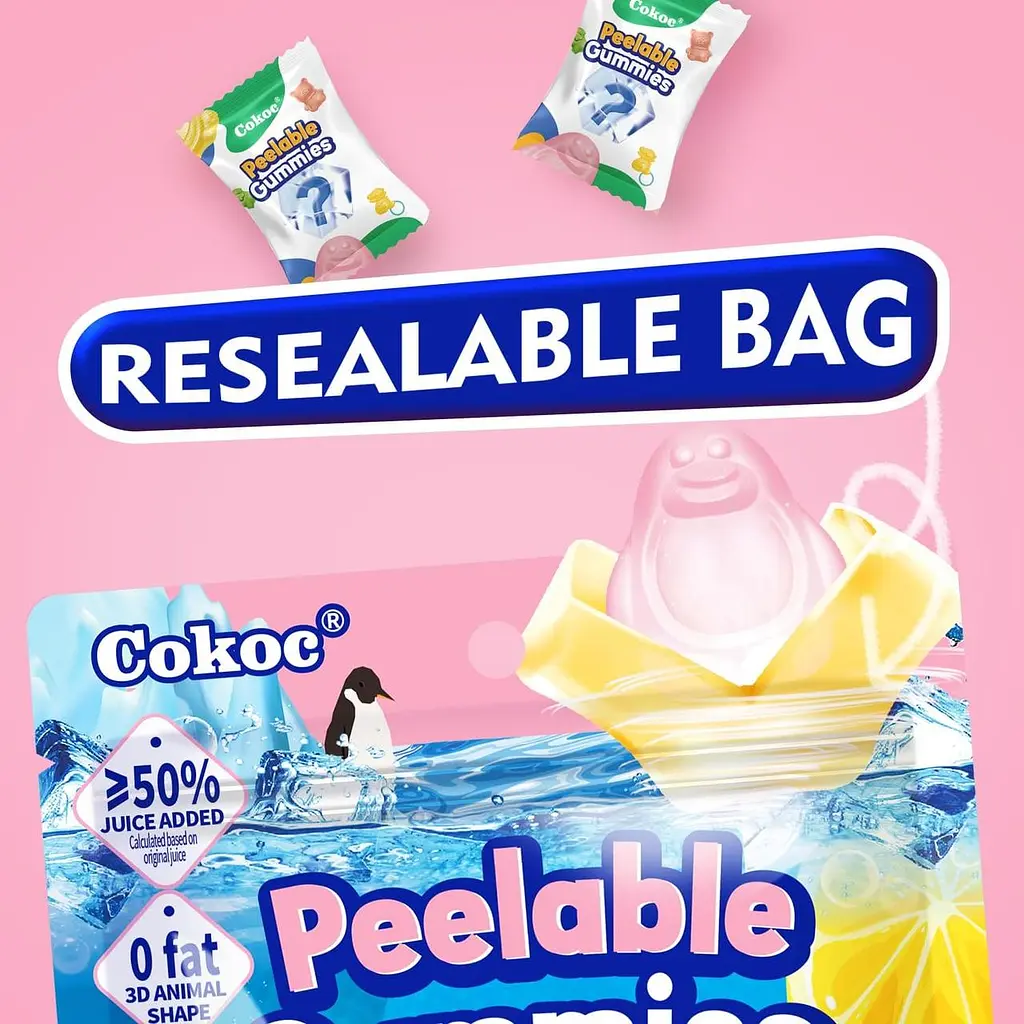 Желейні цукерки Cokoc Peelable Gummies Mixed Fruits Soda 60г - фото 7