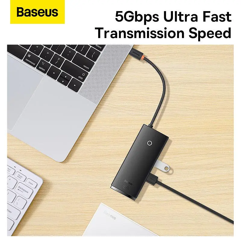 USB-Хаб Baseus Lite Series 6-in-1 (Type-C to HDMI + 2xUSB 3.0 + PD + SD/TF) black (WKQX050101) - фото 13