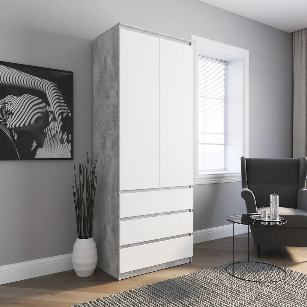 Шафа для одягу Vays R-9, 3 шухляди, штанга, без ручок, ЛДСП, 80×50×211 см – для спальні, вітальні, передпокою - фото 9