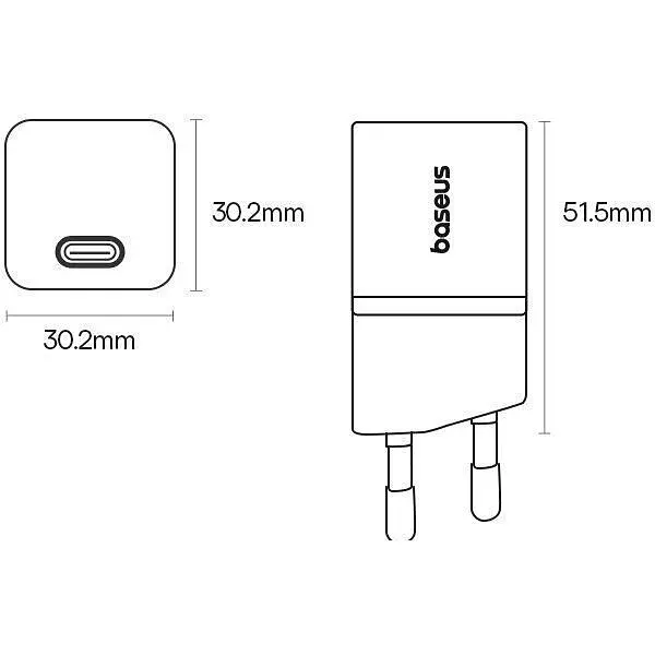 Мережевий зарядний пристрій Baseus GaN5S Fast Charger 1C 30W White (P10162504213-00) [113779] - фото 5
