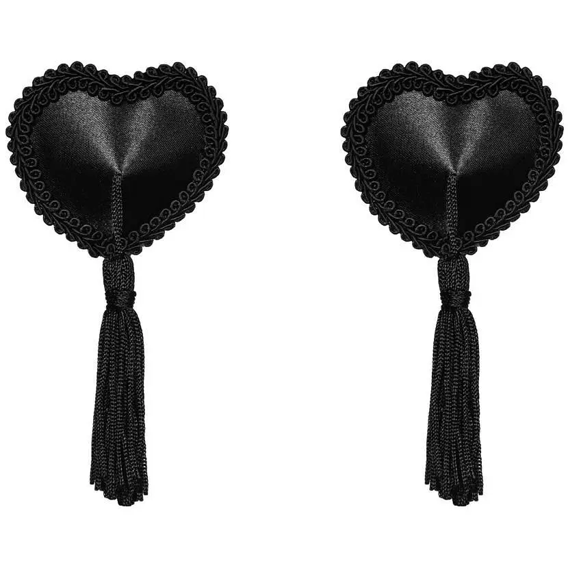 Еротичні наклейки на соски з китицями Obsessive Tassel nipple covers чорні One size - фото 2