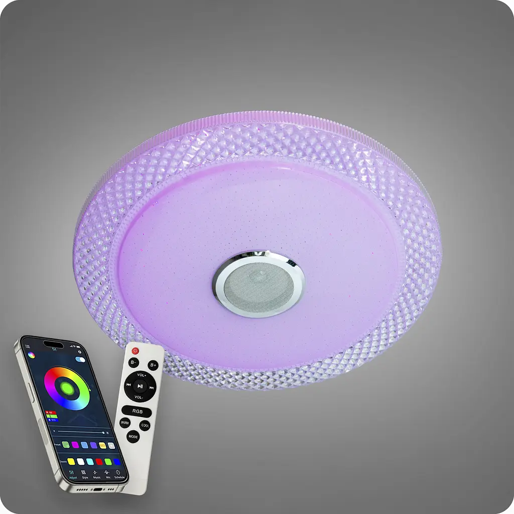 Люстра світлодіодна 517 Dlight RGB з пультом і колонкою 80Вт Білий (02158) - фото 4