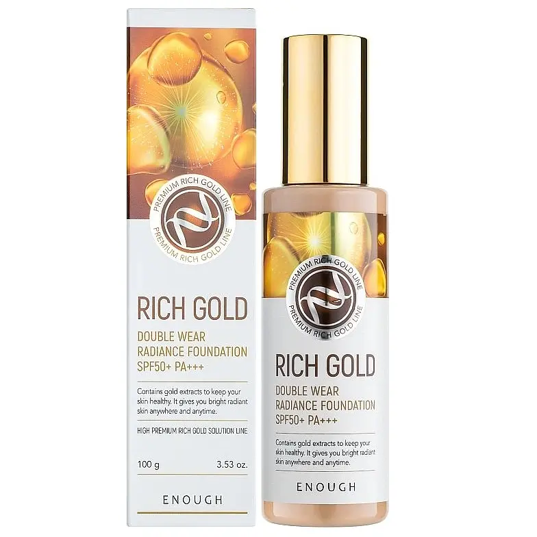 Тональный крем для лица Enough Rich Gold Double Wear Radiance Foundation Золото SPF50+ PA+++ тон 23, 100 мл - фото 3