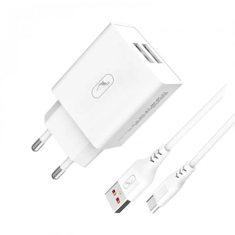 Зарядний пристрій SkyDolphin SC30T (2USB, 2.1A) White + кабель Type-C (SDMZP-000113) - фото 4