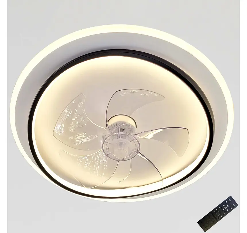 Стельова LED-люстра-вентилятор Artlight WG5088C BK+WH, біла з чорною окантовкою, 50 Вт, від 10-18 м² - фото 3