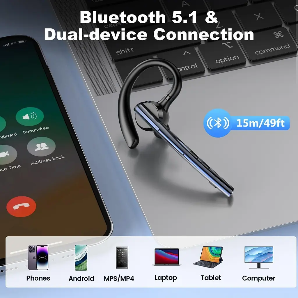 Професійна Bluetooth-гарнітура New Bee M54 чорний - фото 5