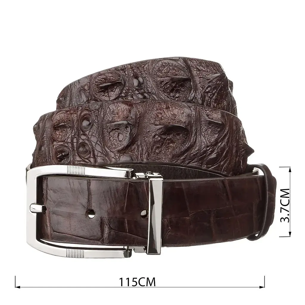 Ремінь чоловічий з натуральної шкіри крокодила коричневий CROCODILE LEATHER 18178 100 см - фото 8