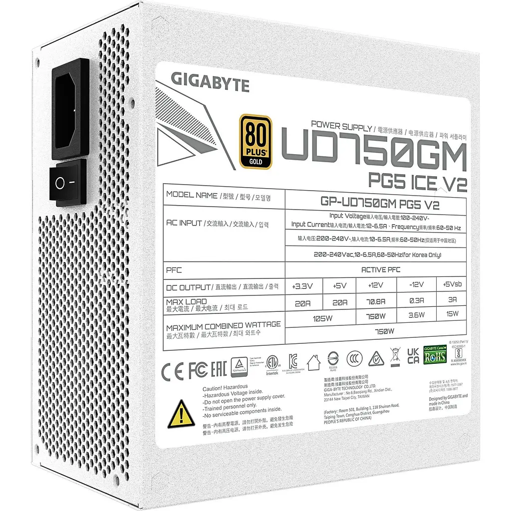 Блок живлення Gigabyte UD750GM PG5 V2 750W White (GP-UD750GM PG5 ICE) [148448] - фото 5