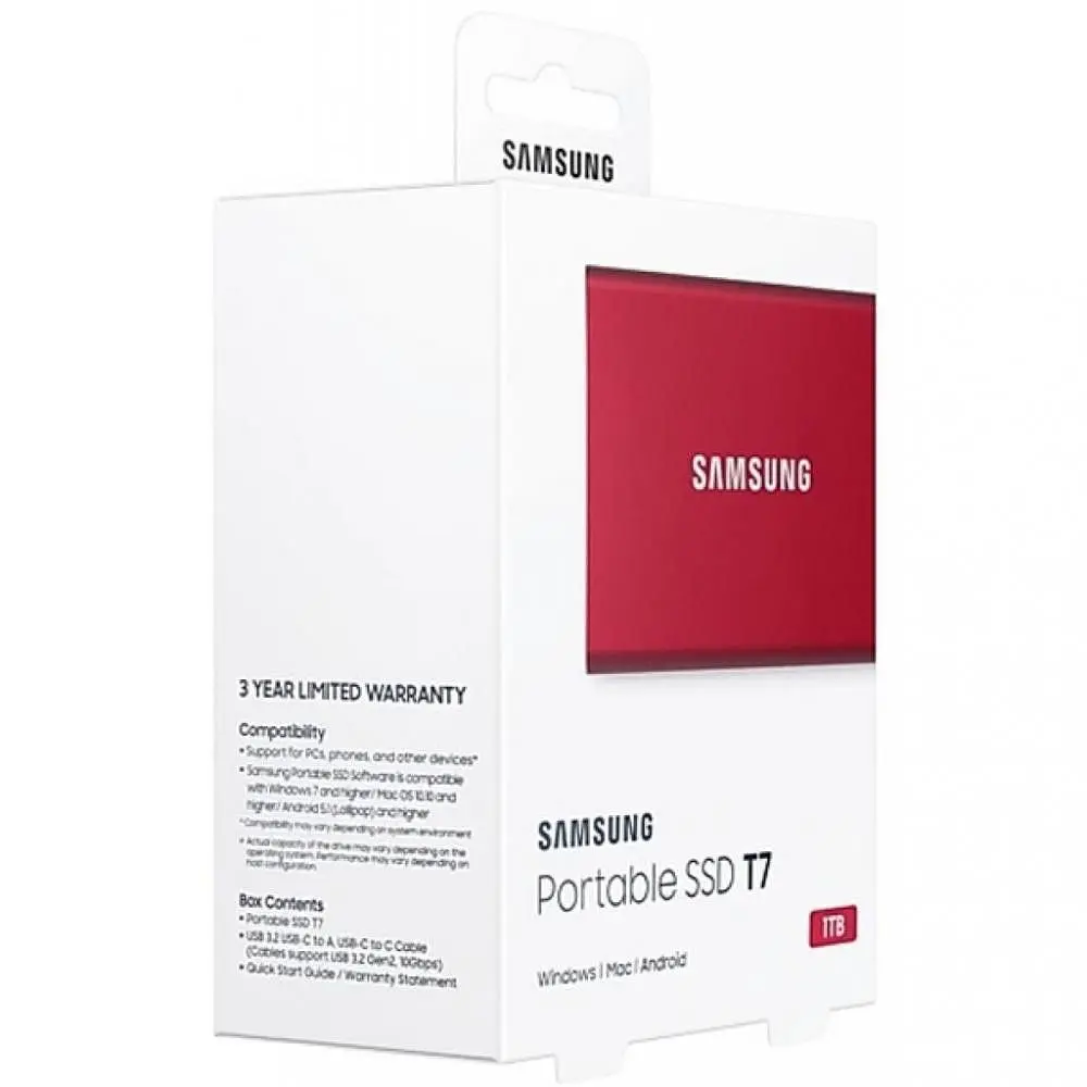 Внешний SSD накопитель Samsung T7 1 TB Red [MU-PC1T0R/WW] [53624] - фото 8