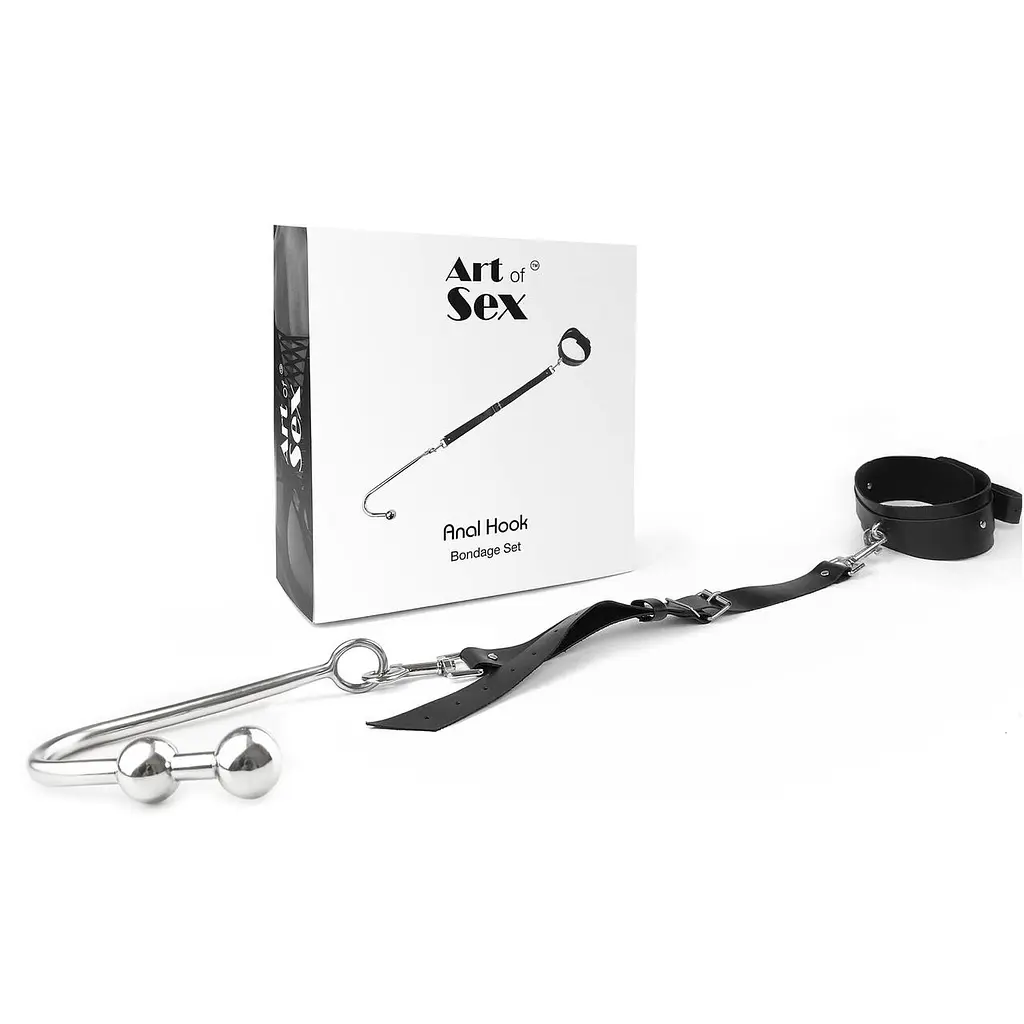 Анальный крюк 3 с ошейником из натуральной кожи Art of Sex - Anal hook, Черный - фото 2