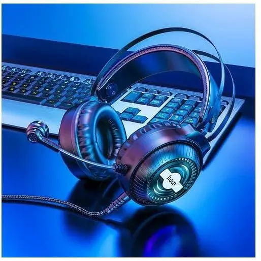 Hаушники игровые Hoco W101 Streamer gaming headphones LED подсветка 3.5 + юсб - фото 6