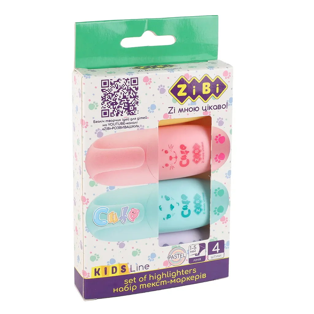 Набор текст-маркеров ZiBi Cute Pastel Kids Line 4 шт. (ZB.2701) - фото 2
