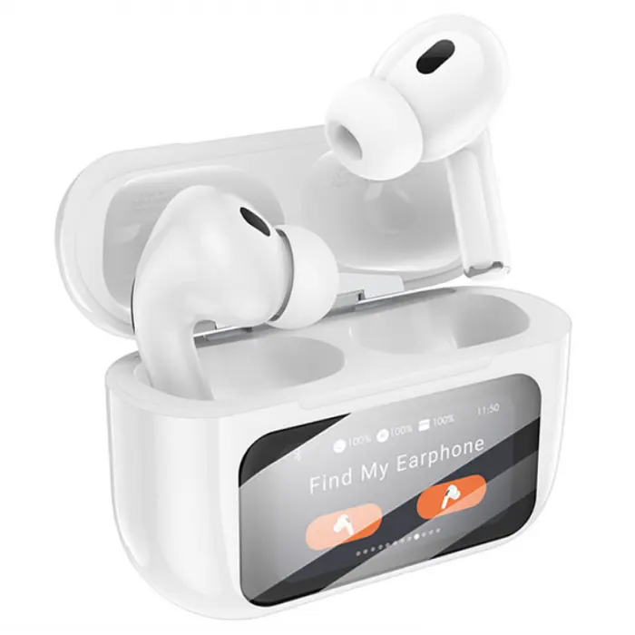 Наушники беспроводные TWS Borofone BW76 Brocade true wireless ANC noise Белые - фото 2
