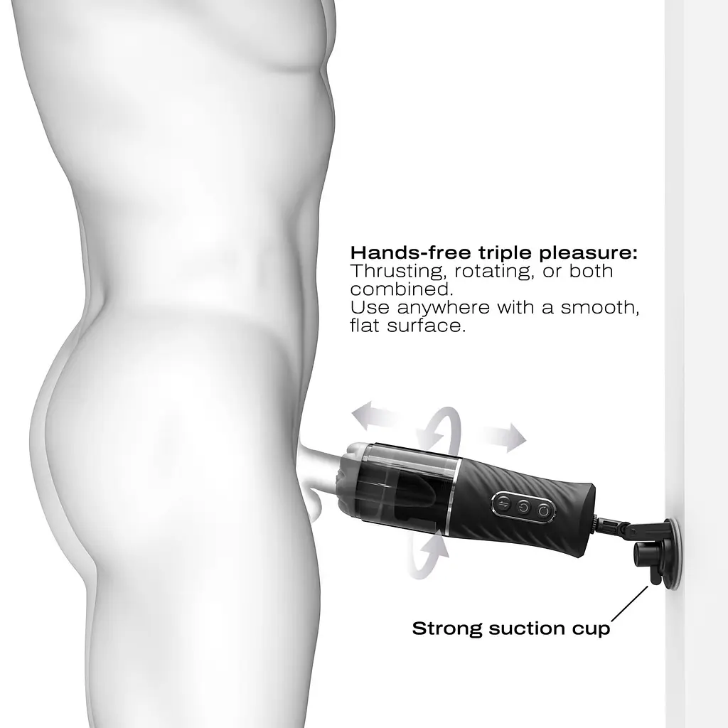 Автоматичний мастурбатор Dorcel THRUST BLOW PRO, імітація фрикцій+обертання, по 10 режимів, присоска - фото 6