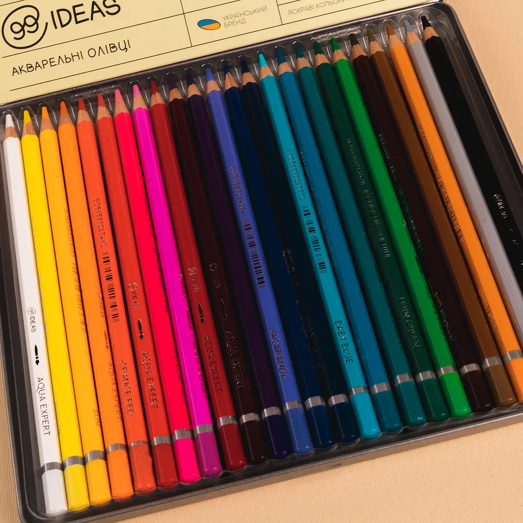 Набір олівців акварельних 99IDEAS "Aqua Expert" 24 кольори, Basic Set, металева коробка, 99AE-24BAS - фото 5