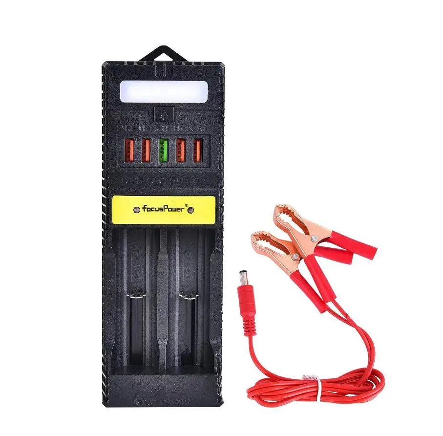 Зарядний пристрій 5xUSB 2.0, Battery Charger Voltronic ZSB12, ліхтарик, з крокодилами живлення 12 В