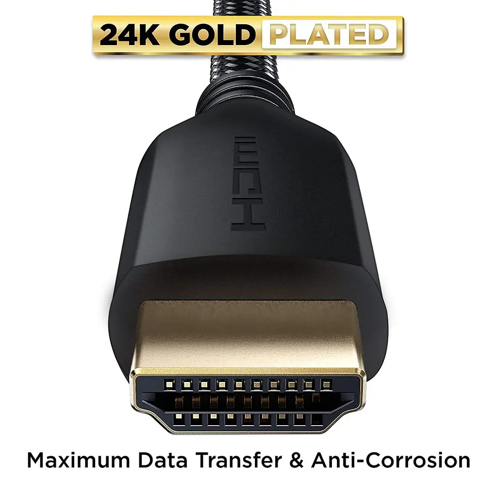 HDMI кабель PowerBear 4K 60Hz 1 м нейлоновый с позолоченными коннекторами - фото 2