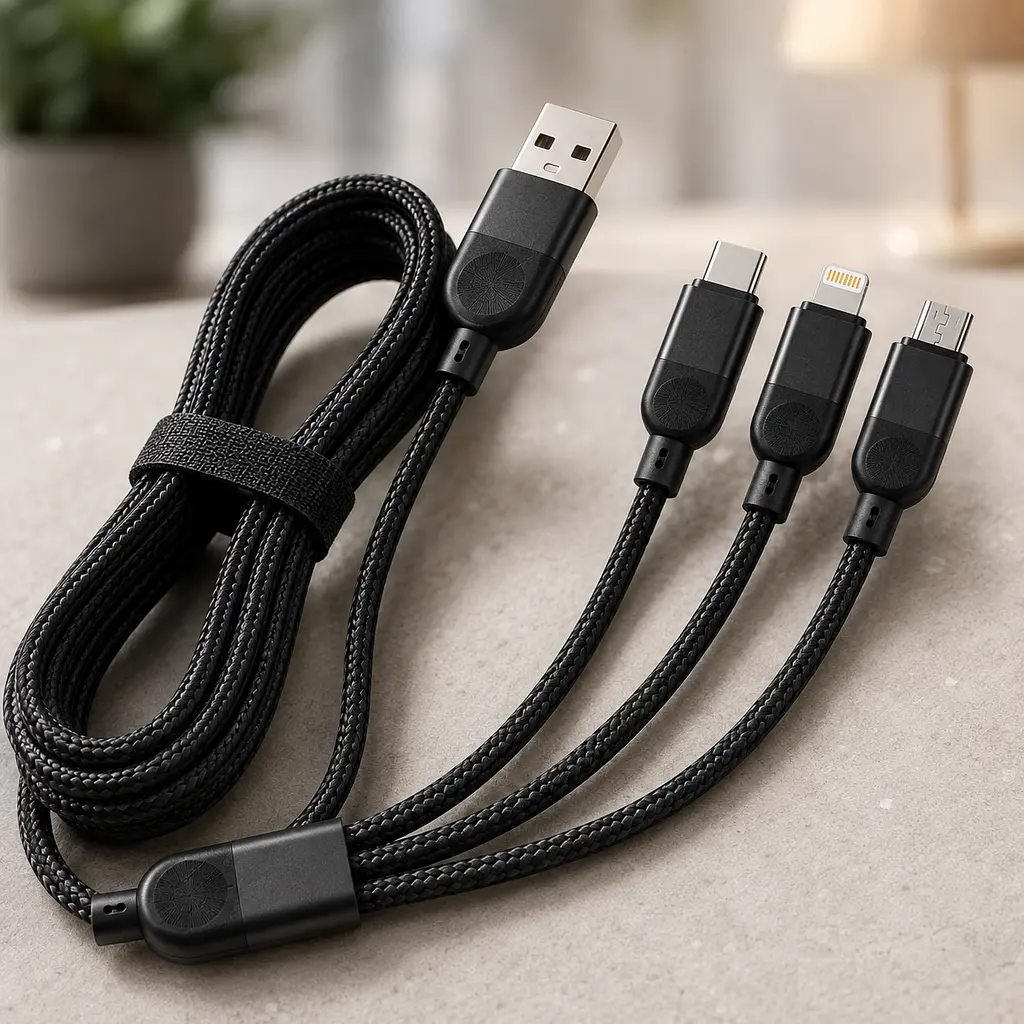 Кабель 3 в 1 для заряджання USB з роз'ємами Type-C, Lightning та Micro USB / Кабель швидка зарядка до 6A 26X-202