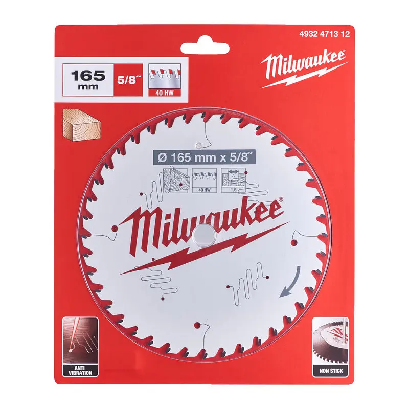 Диск пиляльний по дереву PFTE MILWAUKEE, діаметр 165х15,87х1,6мм, 40 зуб. - фото 2