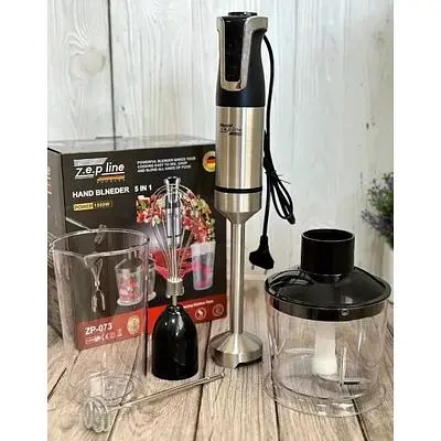 Блендер Zepline ZP-073 подрібнювач міксер багатофункціональний занурювальний 5в1 1500 Вт чорний - фото 4