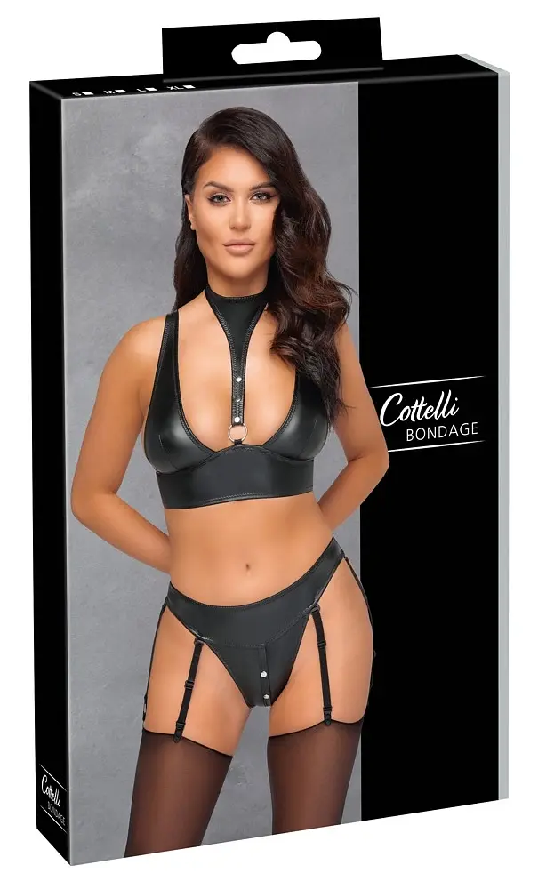 Комплект білизни Cottelli Bondage Bra Set M чорний - фото 8