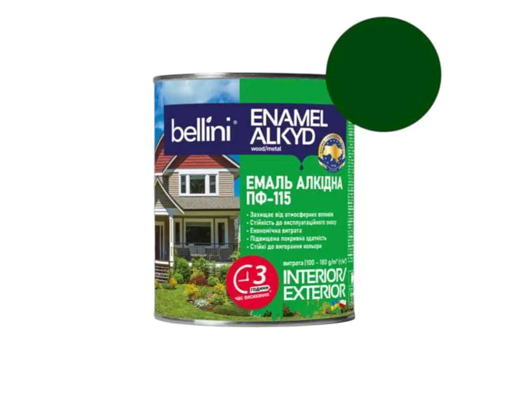 Емаль алкідна ПФ-115 BELLINI Темно-зелений 2.8кг