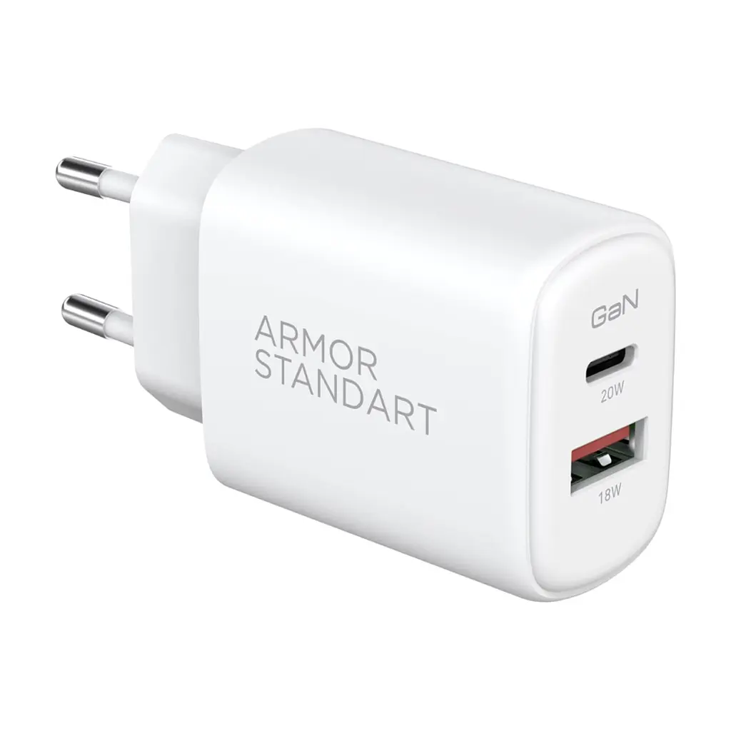 Зарядний пристрій Armorstandart 1xUSB-C PD25W + 1xUSB QC3.0 GaN white (ARM87066) - фото 5