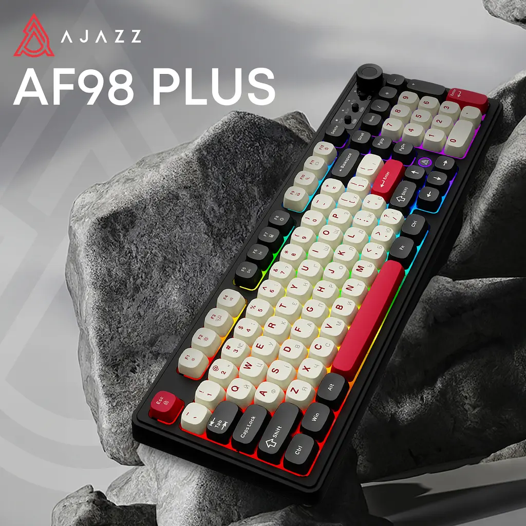 Клавіатура Ajazz AF98 Plus Wireless/Bluetooth/USB UA Black/White/Red (AF98-PLUS-BSR) - фото 6