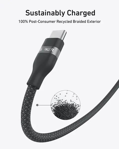 Кабель Anker USB-C to USB-C - 0.9 m 240 W Upcycled-Braided Black (7263066) - фото 5