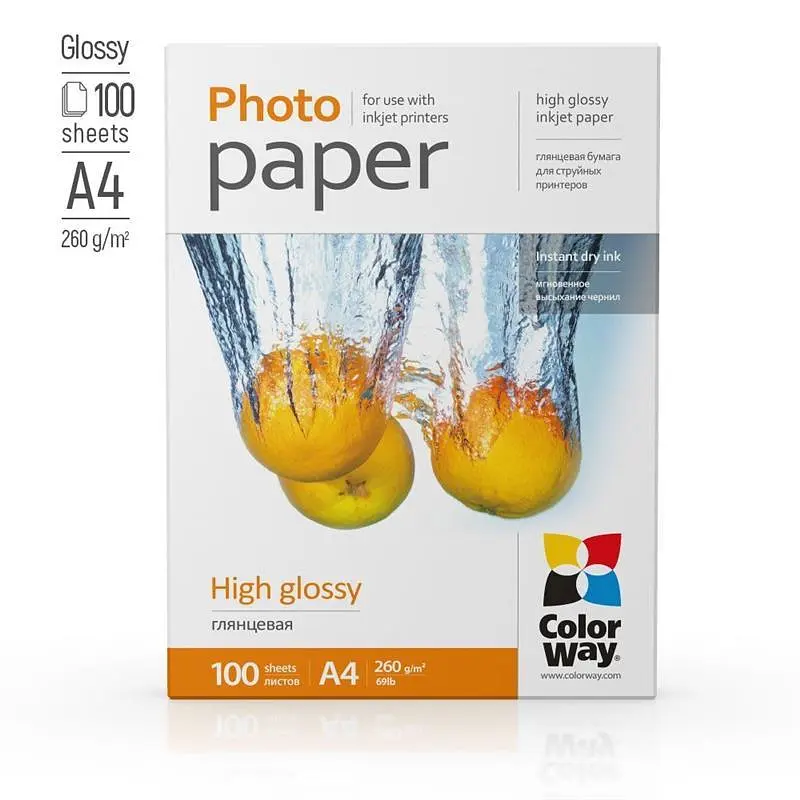 Фотопапір ColorWay глянцевий 260г/м2 A4 100 арк. (PG260100A4) - фото 2