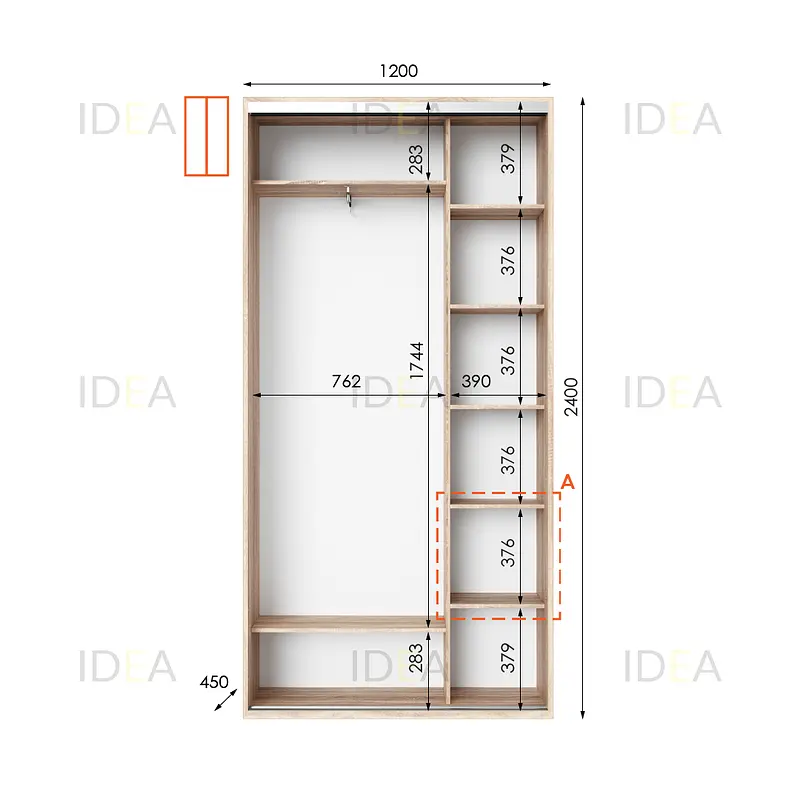 Шафа-купе Idea серія 1 120 x 45 x 240 см Дуб сонома - фото 2
