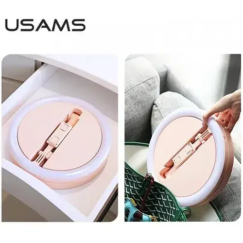 Тримач з кільцевим освітленням Usams US-ZB120 Stretchable foldable holder 168 cm рожевий - фото 6