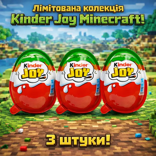 Набір Kinder Joy 3 шт  Кіндер Minecraft Майнкрафт по 20 г  - фото 2