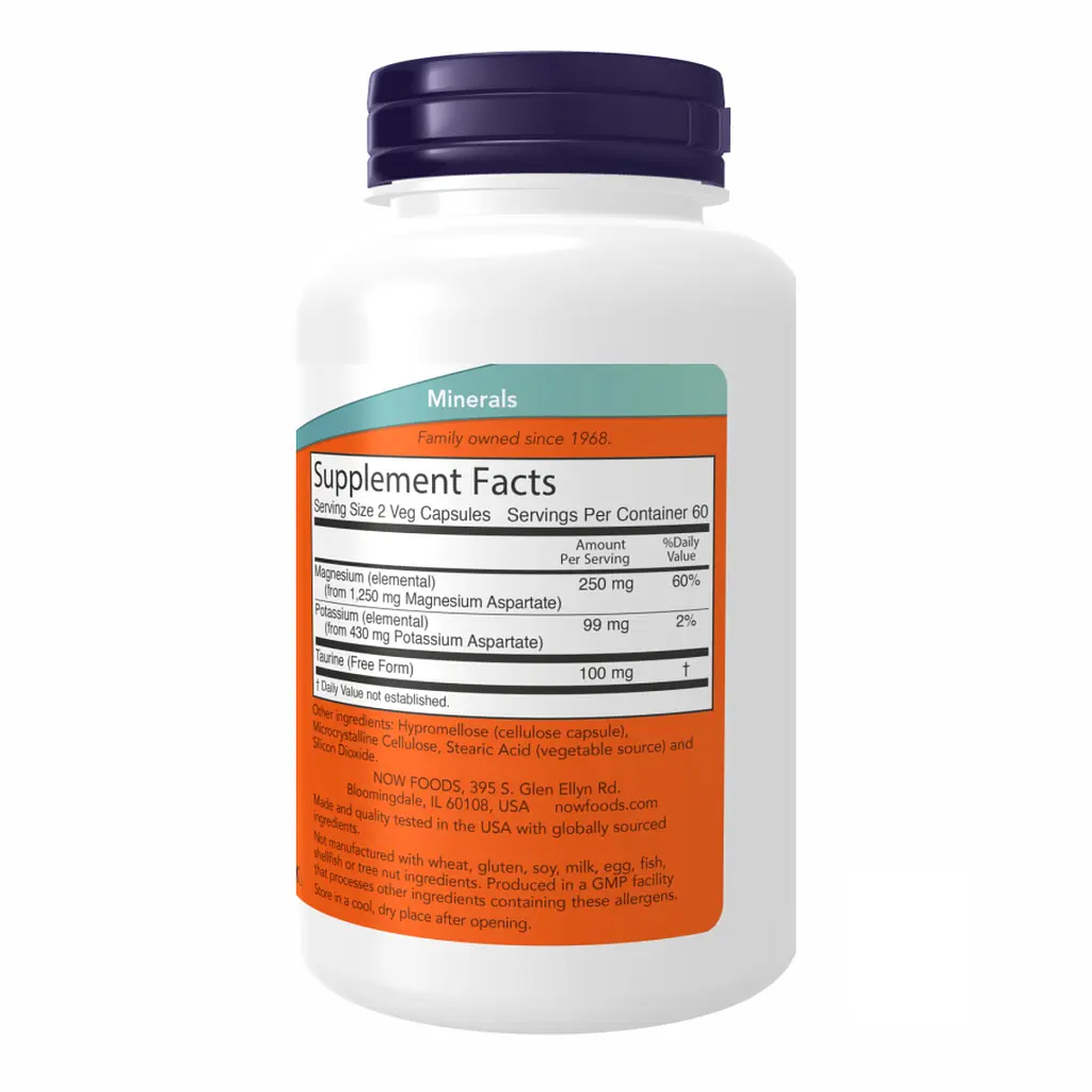 Магній Now Foods (& Potassium Aspartate) - 120 веганських капсул, для м'язів і нервової системи - фото 2