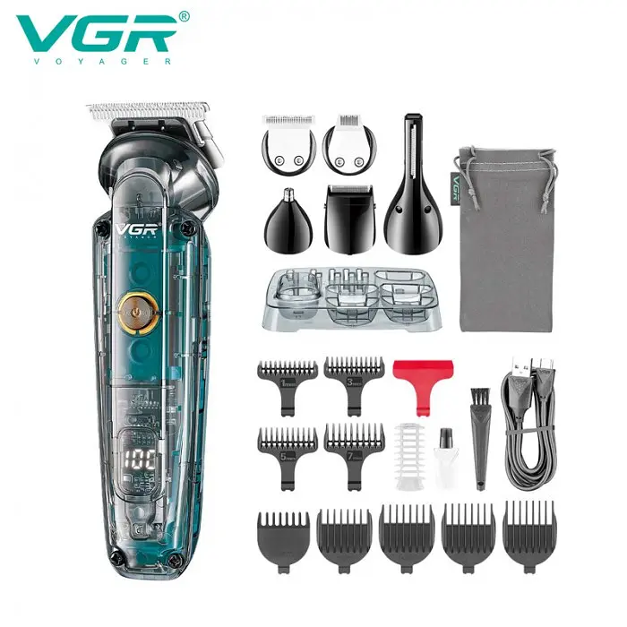 Машинка для стрижки VGR V-102 аккумуляторная, для бороды и тела, с насадками - фото 2