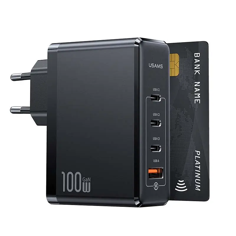 Зарядное устройство 4 выхода USB адаптер питания Usams T50 100w - фото 2