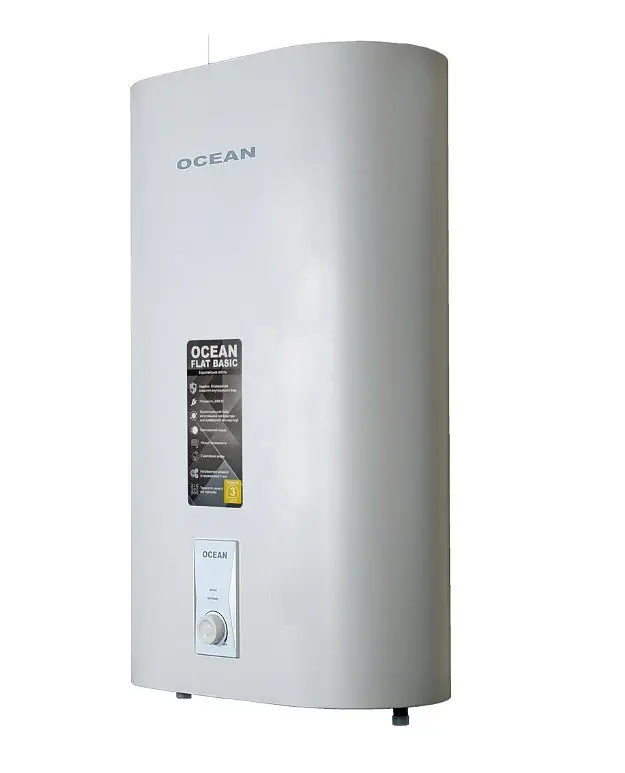 Водонагрівач Ocean FLAT BASIC 100 Л, 2 кВт, мокрий ТЕН, вертикальний, прямокутний, білий (RZB100M ET+WT) - фото 4