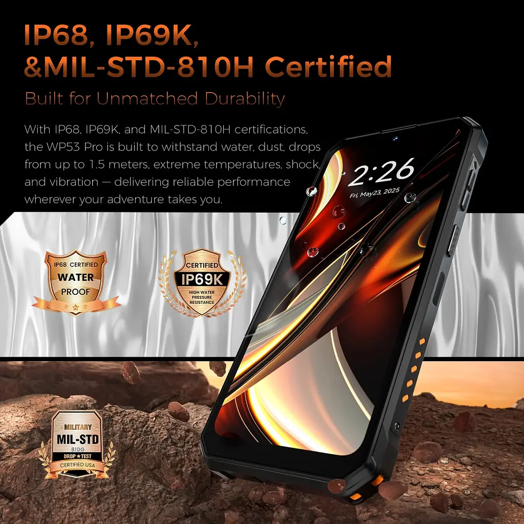 Смартфон Oukitel wp53s 6.52"HD /4GB/128GB/ T615 /11000mAh /13+5Мп/ IP69K /NFC/Ліхтарик Black - фото 5