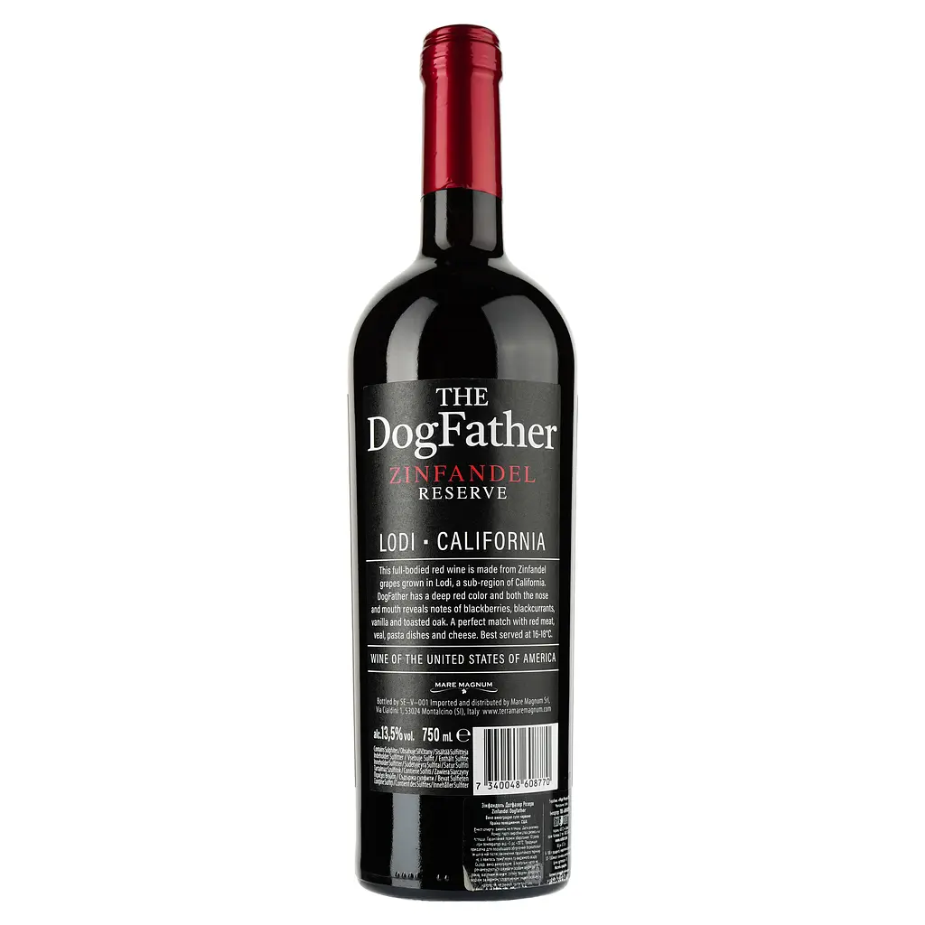 Вино The Dogfather Zinfandel Reserve, червоне, напівсухе, 0,75 л - фото 2